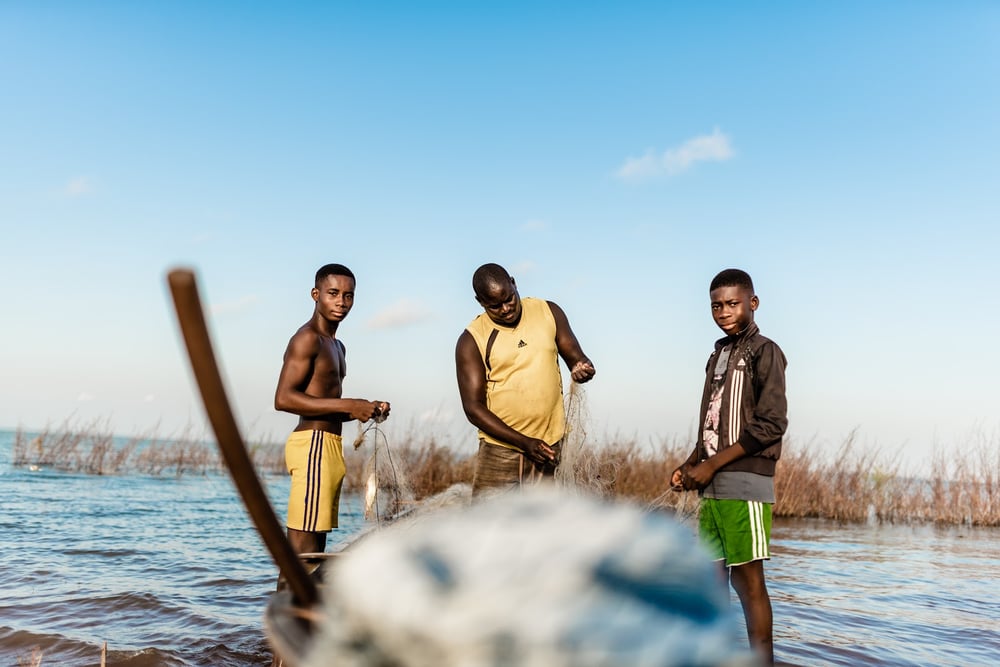 fishing process on Lake