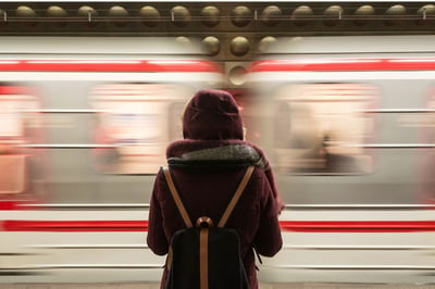 girl by moving train